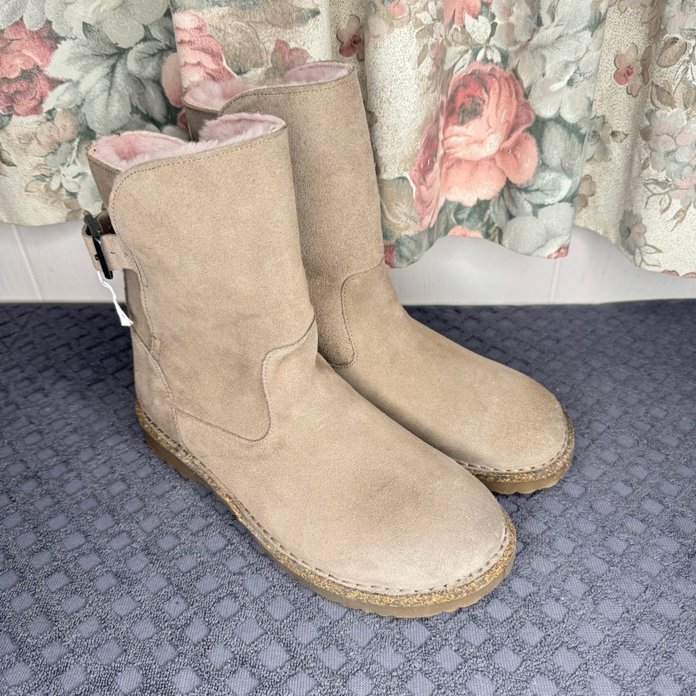 BIRKENSTOCK BOOTS UPPASALA SHEARLING LINED GREY TAUPE SIZE US 9-9.5